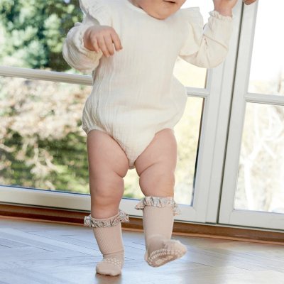 GoBabyGo Protiskluzové ponožky Bamboo - Liberty Soft Pink, vel. 1 - 2 roky - obrázek