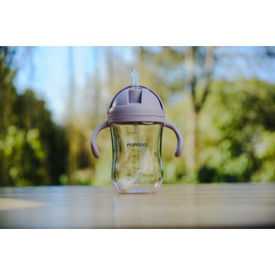 Mininor Lahev s brčkem Tritan 330 ml - Lilac Flower - obrázek