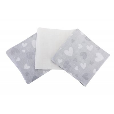 Bomimi Pleny bavlna Premium 80 x 70 cm - Srdíčko/Šedá, 3 ks - obrázek