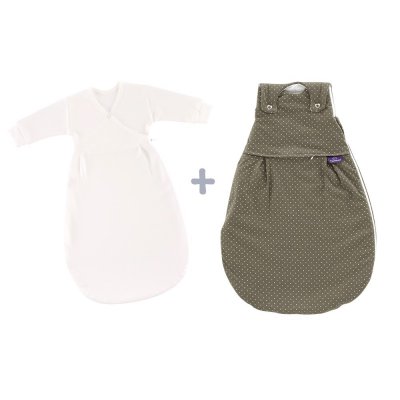 Träumeland Spací pytel Liebmich 3dílný set - Pünktchen Oliv, vel. 68/74