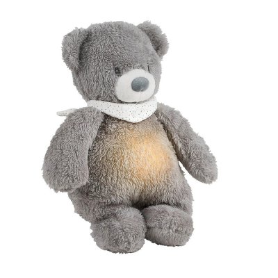 Nattou Usínáček plyšový hudební se světýlkem a senzorem pláče 4v1 Sleepy Bear - Grey - obrázek