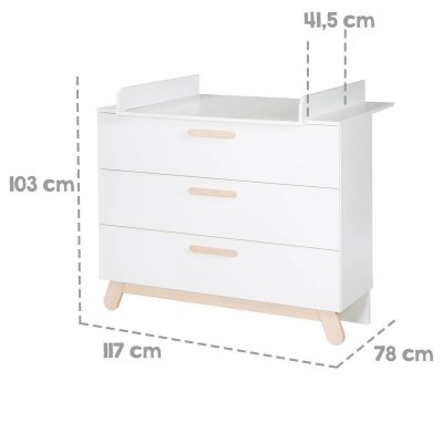 Roba Clara Komoda s přebalovacím nástavcem - Bílá - obrázek