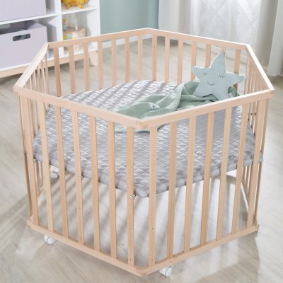 Roba Ohrádka Cosiplay s kolečky a ochrannou vložkou - Natur/Grey - obrázek