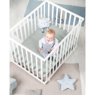 Roba Ohrádka s kolečky a ochrannou vložkou - Bílá/Frosty Green - obrázek