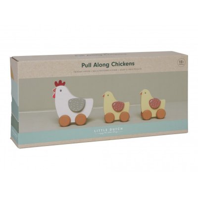 Little Dutch Tahací hračka - Slepička s kuřátky - obrázek