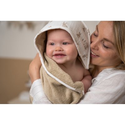 Little Dutch Osuška kapuca - Baby Bunny/Beige, 75 x 75 cm - obrázek