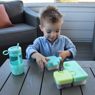 Melii Svačinový box Puzzle 850 ml - Zelený - obrázek