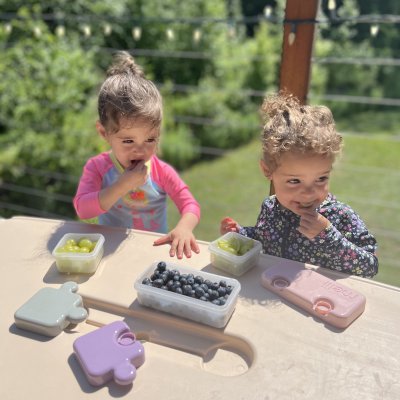 Melii Svačinový box Puzzle 850 ml - Růžový - obrázek