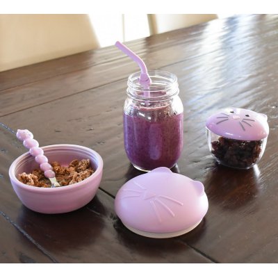 Melii Silikonová krabička na svačinu s víčkem 350 ml - Kočka - obrázek