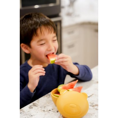 Melii Silikonová krabička na svačinu s víčkem 350 ml - Medvěd - obrázek