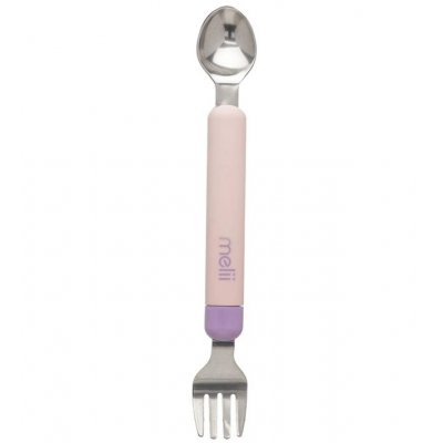Melii Dětská vidlička/lžička s pouzdrem - Růžová/Fialová - obrázek