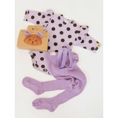 Japi Punčochy s kšandami Organic - Světle fialové, vel. 86 - obrázek