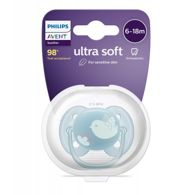 Philips AVENT Šidítko Ultrasoft Premium 6 - 18 m - Modrá, 1 ks - obrázek