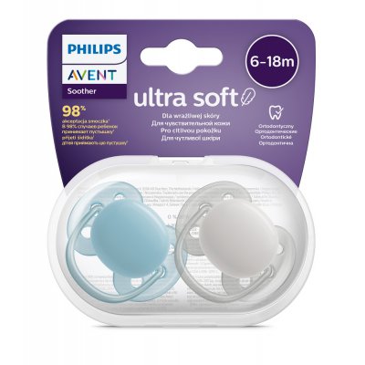 Philips AVENT Šidítko Ultrasoft Premium Neutral 6 - 18 m - Chlapec, 2 ks - obrázek
