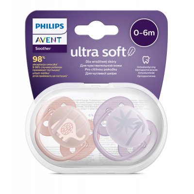 Philips AVENT Šidítko Ultrasoft Premium Zvířátko 0 - 6 m - Dívka, 2 ks - obrázek
