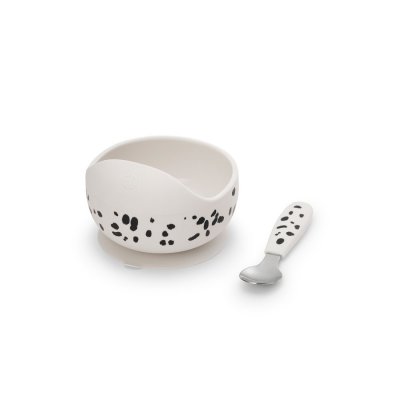 Elodie Details Silikonová miska s ocelovou lžičkou - Dalmatian Dots