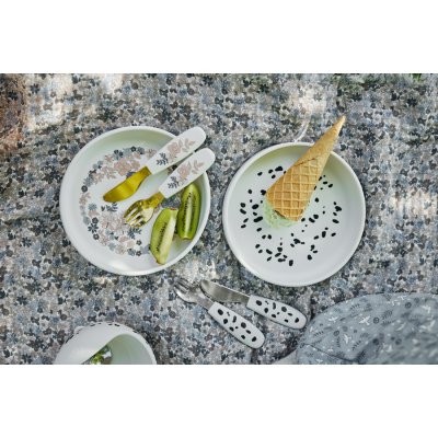 Elodie Details Silikonový talířek s příborem - Dalmatian Dots - obrázek