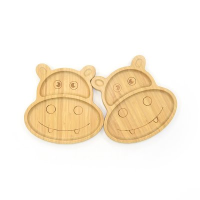 Martons Bambusový talíř s přísavkou + lžička - Hroch - obrázek