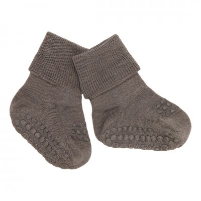 GoBabyGo Protiskluzové ponožky Merino Wool - Brown Melange, vel. 1 - 2 roky - obrázek