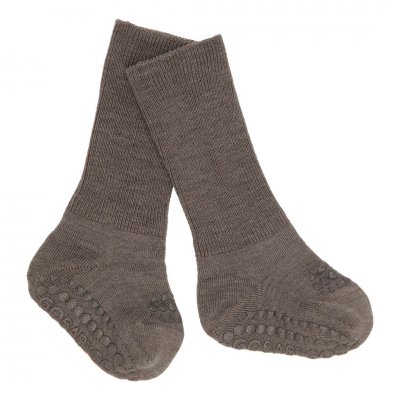 GoBabyGo Protiskluzové ponožky Merino Wool - Brown Melange, vel. 1 - 2 roky