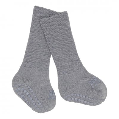 GoBabyGo Protiskluzové ponožky Merino Wool - Grey Melange, vel. 1 - 2 roky