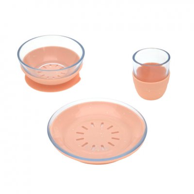 Lässig Set nádobí ze skla a silikonu - Apricot
