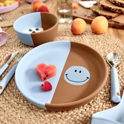 Lässig Sada příborů se silikonovou rukojetí Happy Rascals - Smile/Sky Blue - obrázek