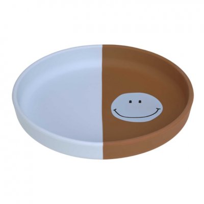 Lässig Silikonový talíř Happy Rascals - Smile/Sky Blue