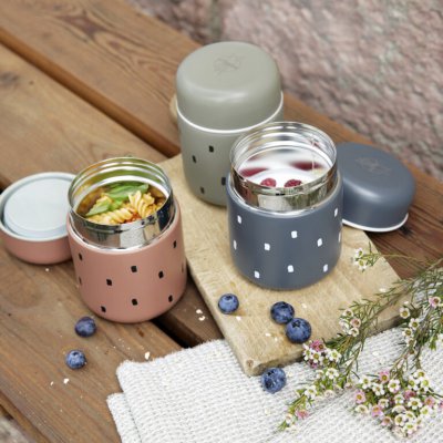 Lässig Termoska Food Jar Medium Happy Prints 350 ml - Light Olive - obrázek