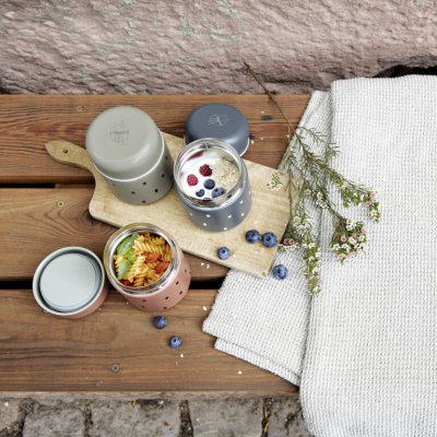 Lässig Termoska Food Jar Medium Happy Prints 350 ml - Light Olive - obrázek