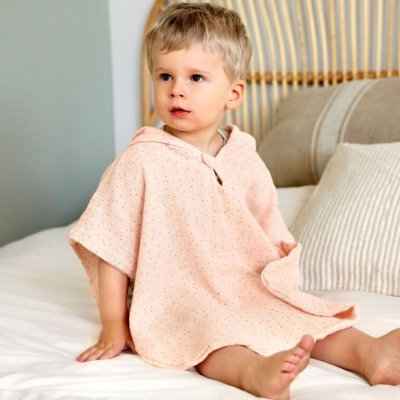 Lässig Mušelínové Pončo Dots - Peach Rose - obrázek