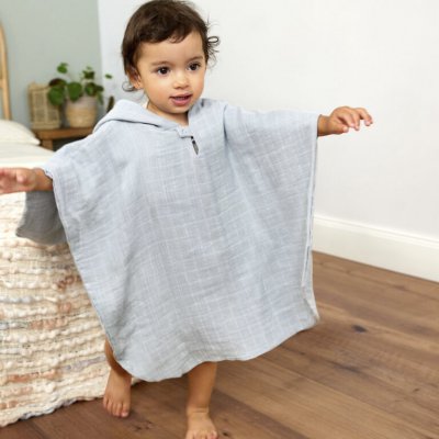 Lässig Mušelínové Pončo Dots - Powder Blue - obrázek