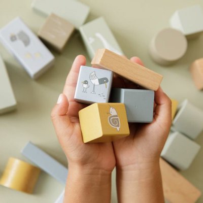 Little Dutch dřevěné kostky v tubě - Blue - obrázek