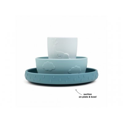 Done by Deer Stick and Stay Jídelní set Deer Friends - Modrý - obrázek