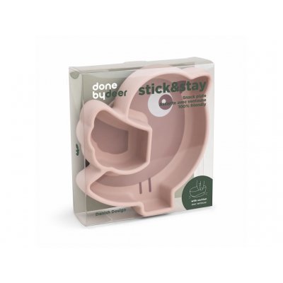 Done by Deer Stick and Stay Silikonový talíř Birdie - Růžový - obrázek