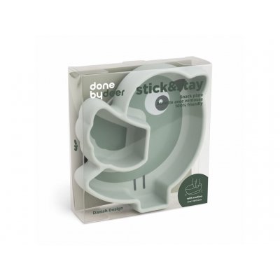 Done by Deer Stick and Stay Silikonový talíř Birdie - Zelený - obrázek