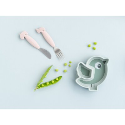 Done by Deer Stick and Stay Silikonový talíř Birdie - Zelený - obrázek