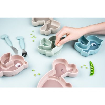 Done by Deer Stick and Stay Silikonový talíř Birdie - Zelený - obrázek