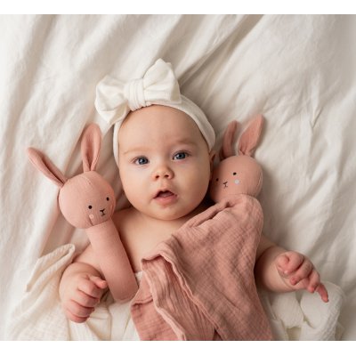 JaBaDaBaDo Dárková sada s chrastítkem - Zajíček/Růžový - obrázek