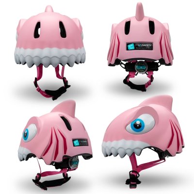 CrazySafety Dětská Cyklo Přilba Žralok - Růžová - obrázek