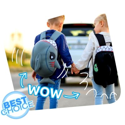 CrazySafety Dětský batoh Žralok - Šedý - obrázek