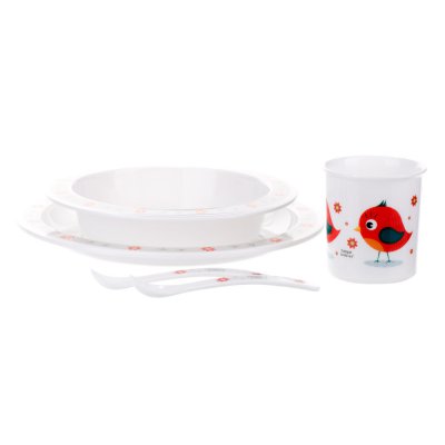 Canpol babies jídelní sada s příborem Cute Animals - Ptáček - obrázek