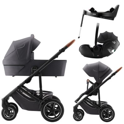Britax Römer Set kočárek Smile 5Z + hluboká korba + Baby-Safe Pro + Vario Base 5Z - Midnight Grey