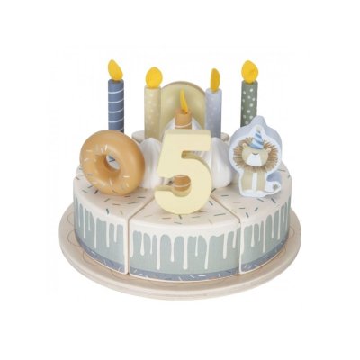 Little Dutch Narozeninový dort dřevěný - Blue, 26 ks - obrázek