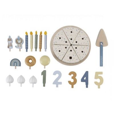 Little Dutch Narozeninový dort dřevěný - Blue, 26 ks - obrázek