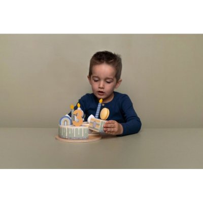 Little Dutch Narozeninový dort dřevěný - Blue, 26 ks - obrázek