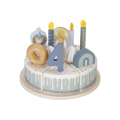 Little Dutch Narozeninový dort dřevěný - Blue, 26 ks - obrázek