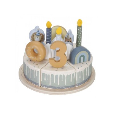 Little Dutch Narozeninový dort dřevěný - Blue, 26 ks