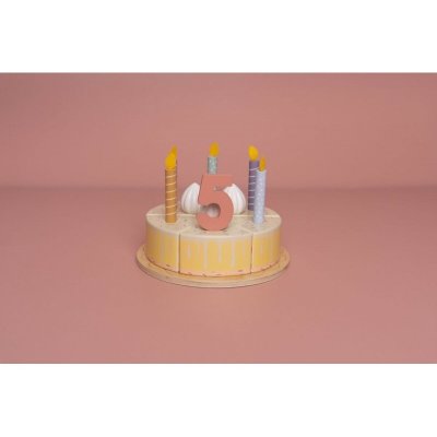 Little Dutch Narozeninový dort dřevěný - Pink, 26 ks - obrázek