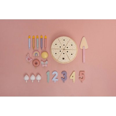 Little Dutch Narozeninový dort dřevěný - Pink, 26 ks - obrázek